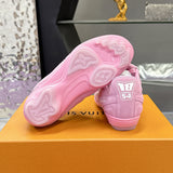 Men's Footprint Soccer Sneakers Pink Satin Leather| 1AHTYE