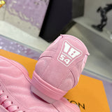 Men's Footprint Soccer Sneakers Pink Satin Leather| 1AHTYE