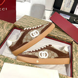Men's GG Supreme Dark Brown Canvas and Suede Sneakers |791742 AAEGA 2242