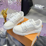 Women's Trainer Sneaker White Patchwork Snake Print |1AB8PT