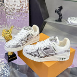 Men's Trainer Series Python-Print Sneakers |1ADF5C