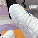 Men's Trainer Sneakers in White Grained Calfskin |1A8WAX
