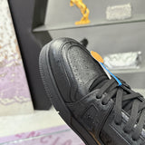 Men's Trainer Sneakers Black grained calf leather, suede, or fabric combination |1A9AD4