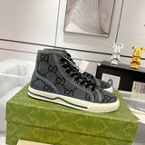 Men's Tennis 1977 Series High-Top Black GG Monogram Sneakers |771463 FACTD 1144