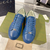 Ace Series Men's Blue Leather Woven-Lace Low-Top Sneakers |701460 0FI60 4061
