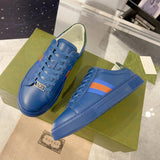 Ace Series Men's Blue Leather Woven-Lace Low-Top Sneakers |701460 0FI60 4061