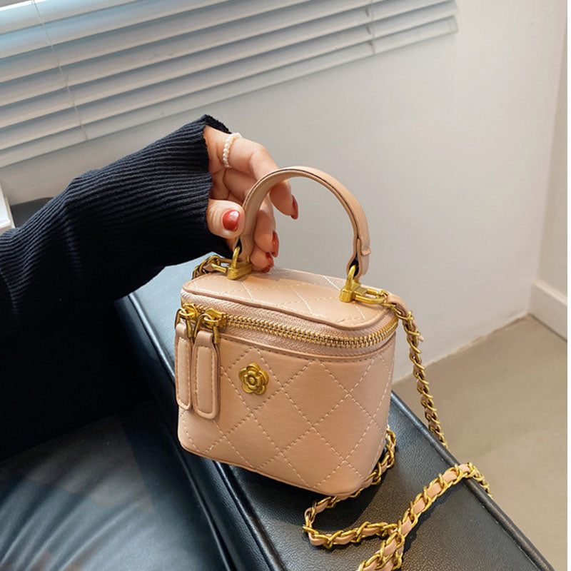 Mini Lipstick Small Bag Camellia Chain Box Handbag Shoulder Messenger Bag For Women