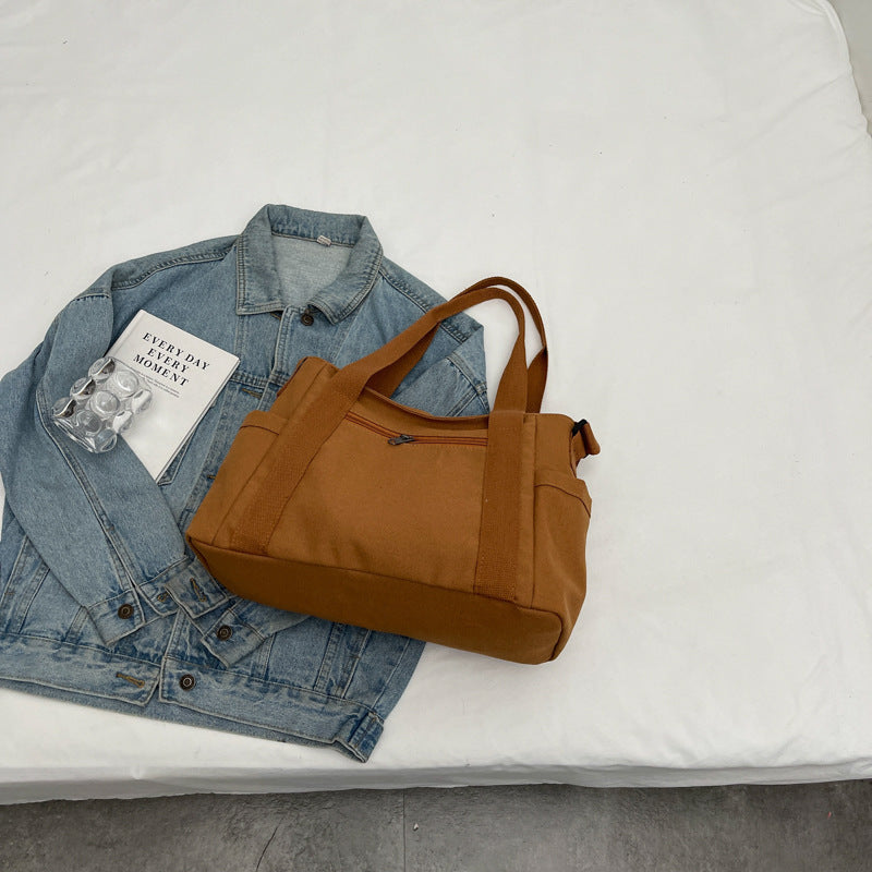 Large Capacity Shoulder Canvas Solid Color Bag For Women