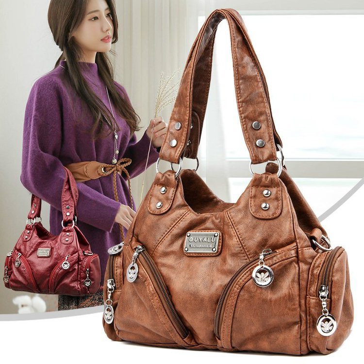 Vintage Soft Leather New Diagonal Single Shoulder Bag For Women